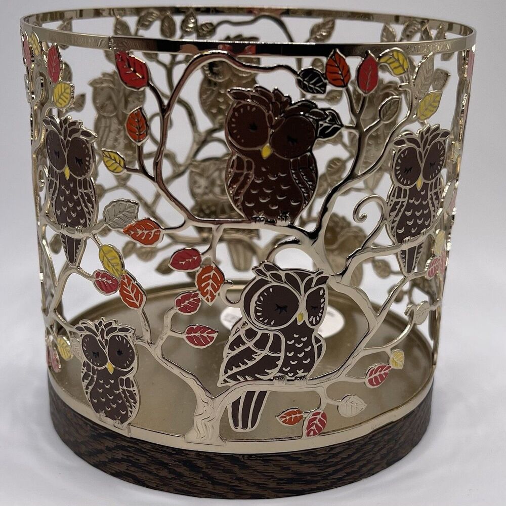Bath & Body Works Owls With Base 3 Wick Luminary Candle Holder Sleeve Fall 2022